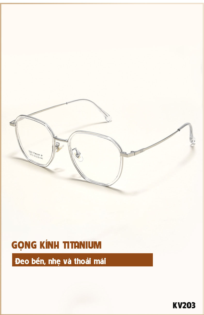 KAVI 203 - Kính Chống Ánh Sáng Xanh Gọng Titanium Hàn Quốc