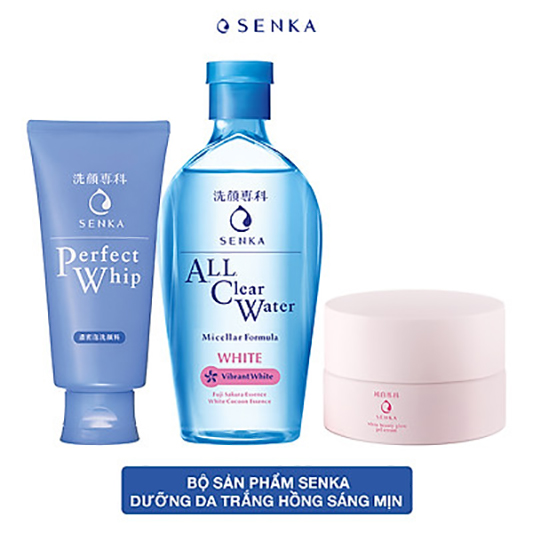 Bộ sản phẩm Senka dưỡng da trắng hồng sáng mịn