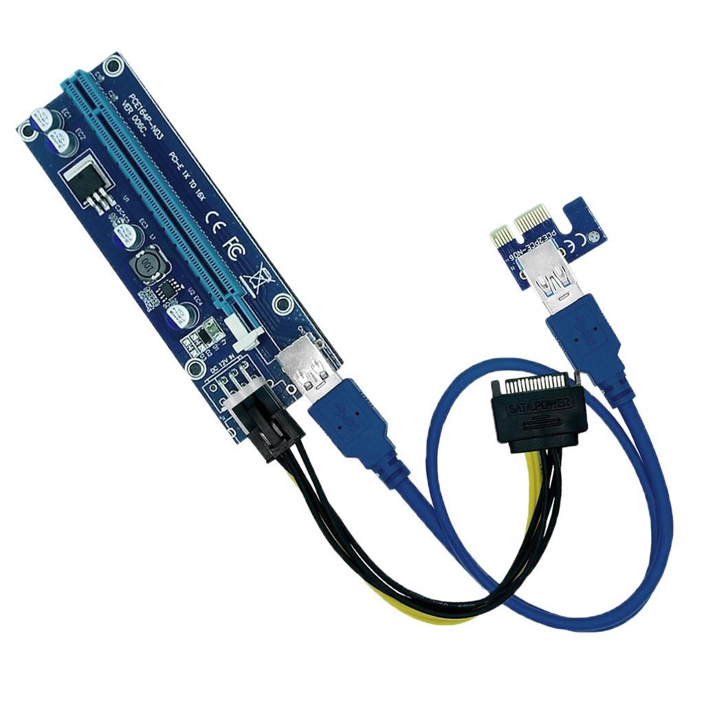 6pcs PCIe Riser  Card PCI-E 16x to 1x Powered Riser Adapter Card Set