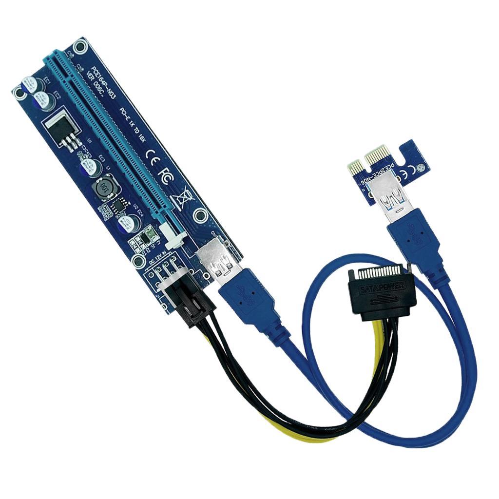6pcs PCIe Riser Card PCI-E 16x to 1x Powered Riser Adapter Card Set