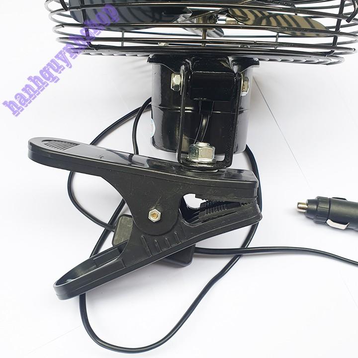 Quạt Kẹp Lồng Sắt Cánh Sắt 22cm Màu Đen Kẹp Trên Ô Tô Xe Hơi