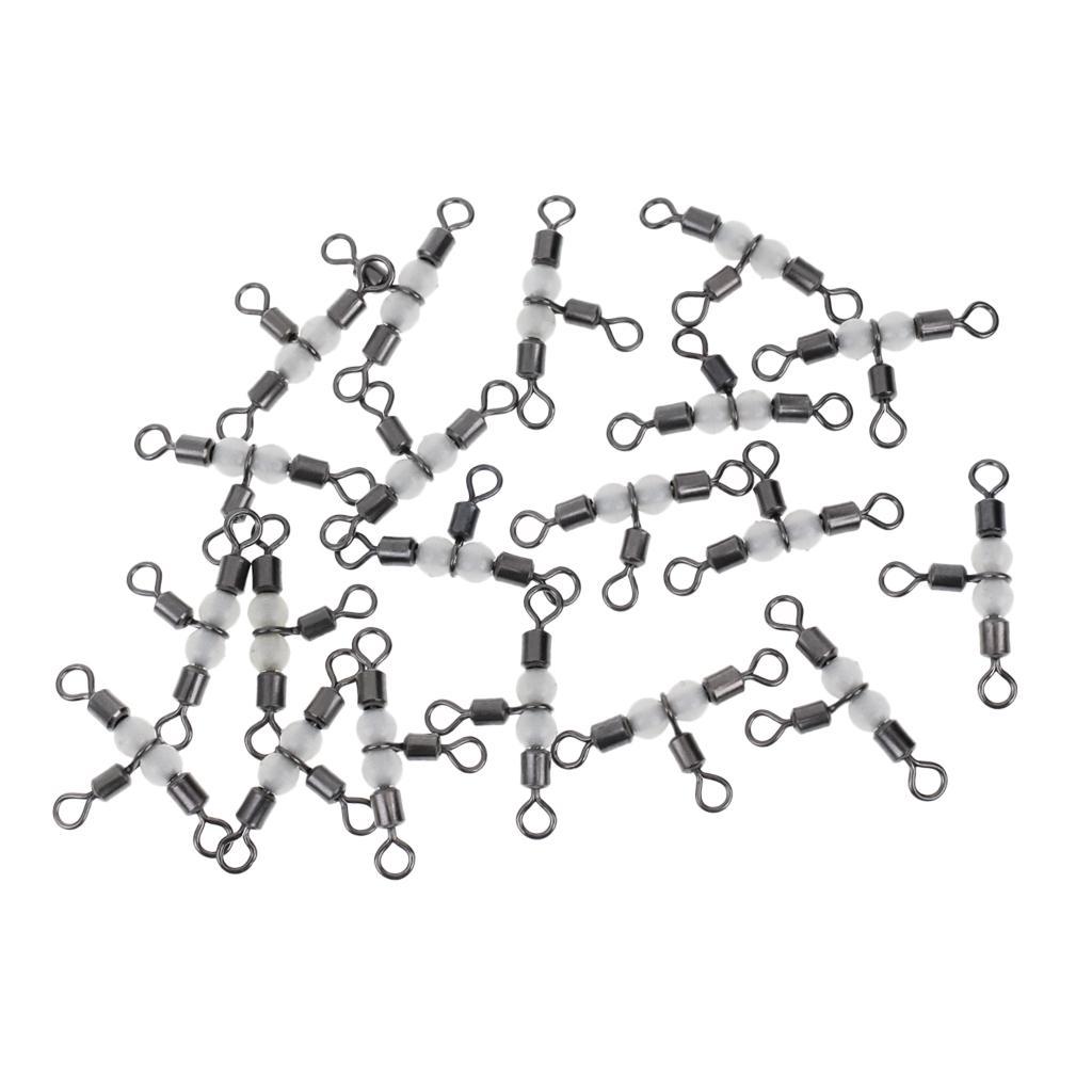20 Pieces Fishing Three Way Swivel Connector 3 way T-Turn Triple Stainless Steel Fishing Barrel Swivel Tackle Accessories