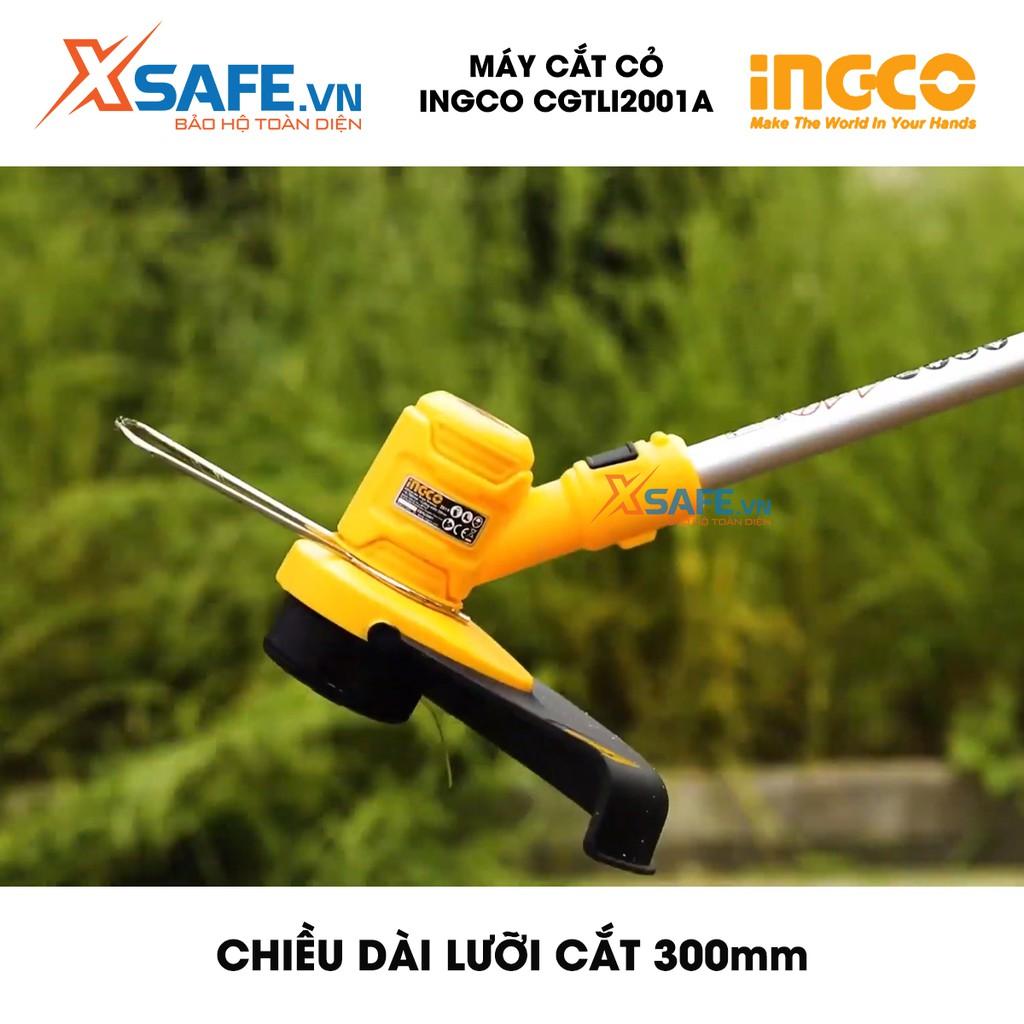 Máy cắt cỏ INGCO CGTLI2001 Tặng kèm Pin Lithium 20V 2ah và Sạc/Tốc độ không tải 8500/min, chiều dài lưỡi cắt 300mm