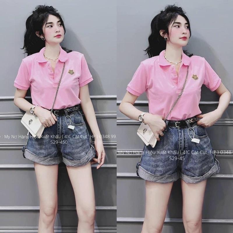 Áo Polo Thêu Gấu Hồng