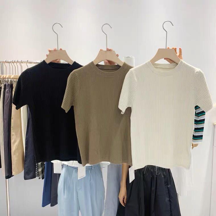 Áo Len Tăm Cổ Tròn Dáng Ôm Tôn Eo ThunderUnisex Chất Liệu Mềm Mại Đẹp 4 Màu Basic Siêu Xinh Ulzzang