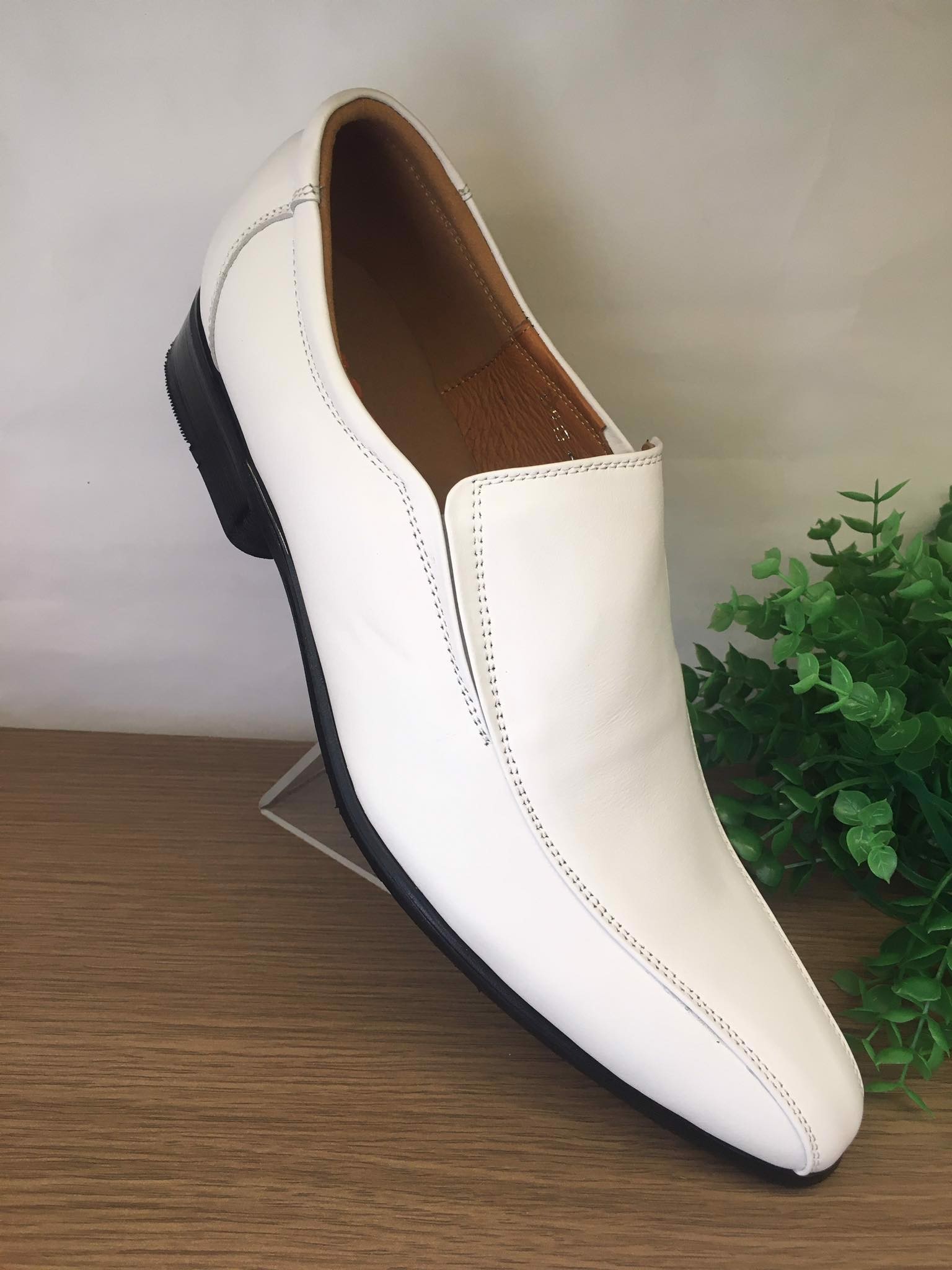 Giày Tây nam màu trắng giày công sở nam da bò cao cấp-TT05 Bảo hành 12 tháng