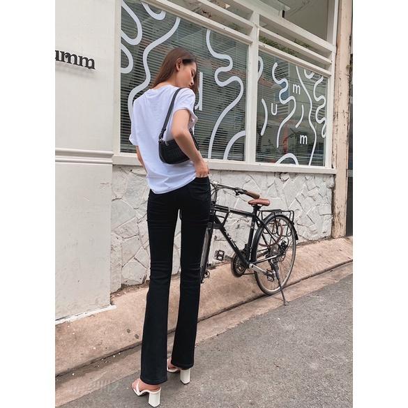 Quần jeans nữ loe lưng cao tôn dáng