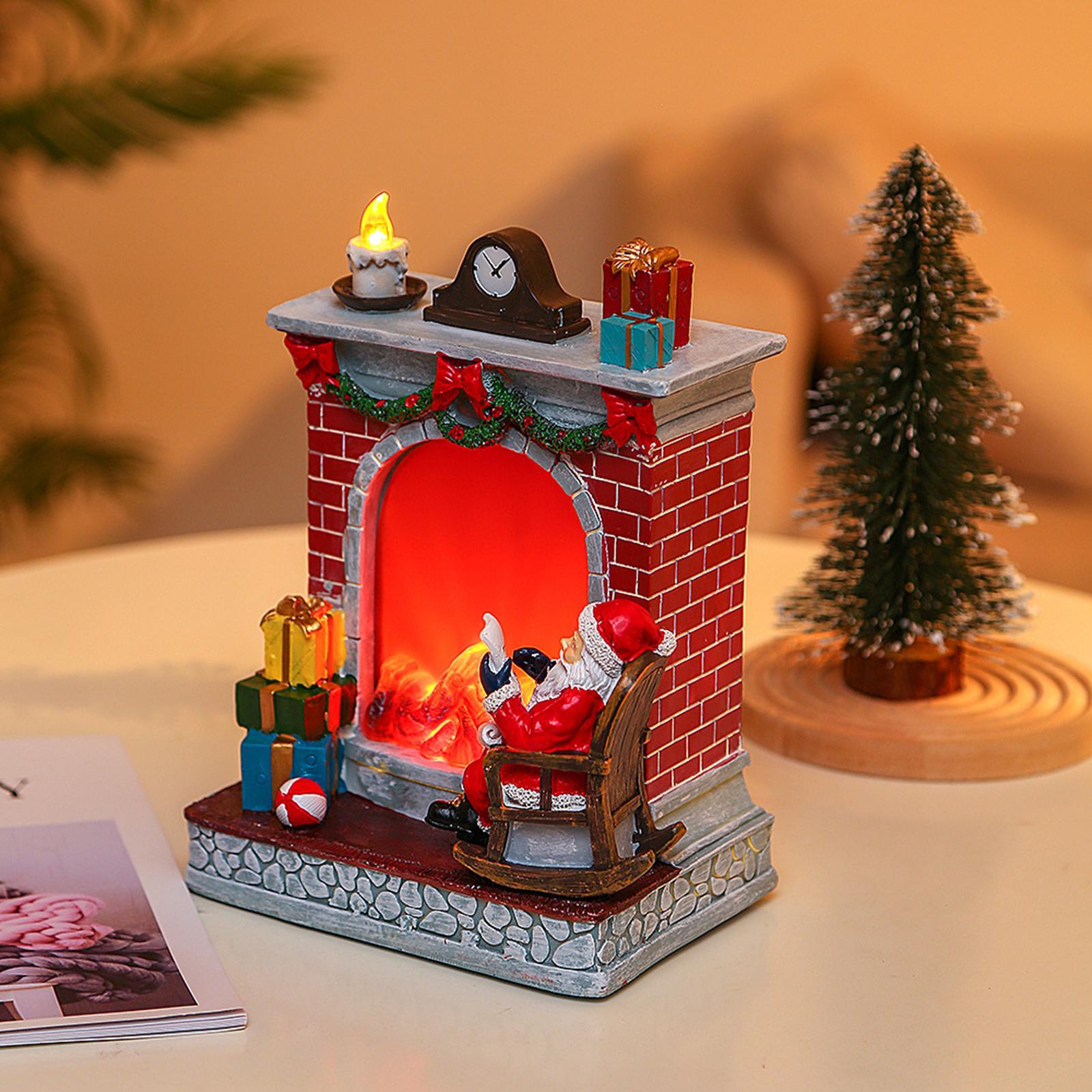 Christmas Fireplace Collectable Figurine Christmas Fireplace Figurine Christmas Fireplace with Light for Table Decor