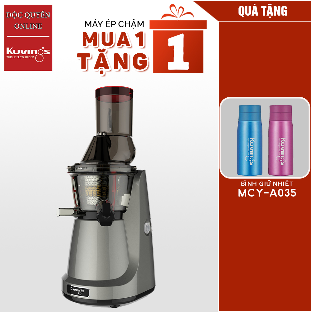 Máy Ép Chậm Kuvings NS-321CBM2 (Màu bạc) - Tặng Kèm Bình giữ nhiệt Tiger MCY-A035( giao màu ngẫu nhiên) - Hàng Chính Hãng