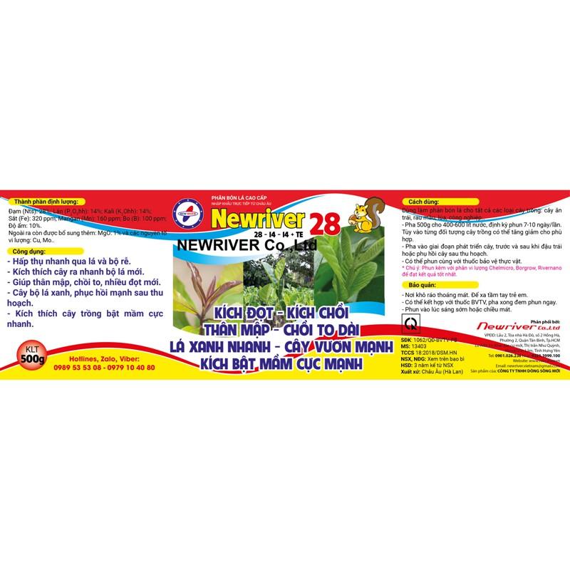 Phân bón Newriver 28-14-14 HŨ 500GR - TO LÁ, VƯƠN CÂY, BẬT MẦM