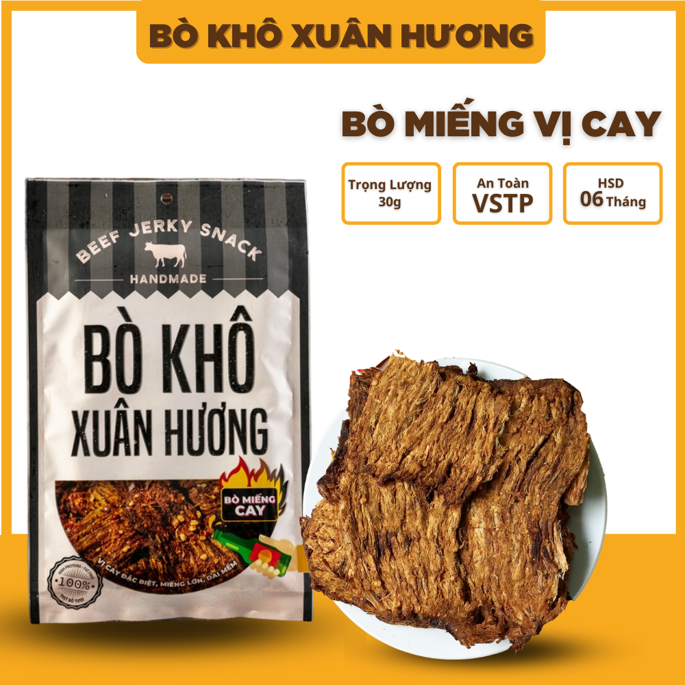 Khô bò khô miếng loại 1, thịt bò khô miếng que vị cay đặc biệt Xuân Hướng siêu ngon 30g