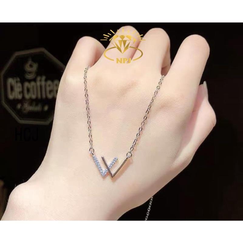Dây chuyền chữ W ️ SIÊU ĐẸP ️ Vòng cổ liền mặt Bạc Ta cho nữ - Bạc Npj