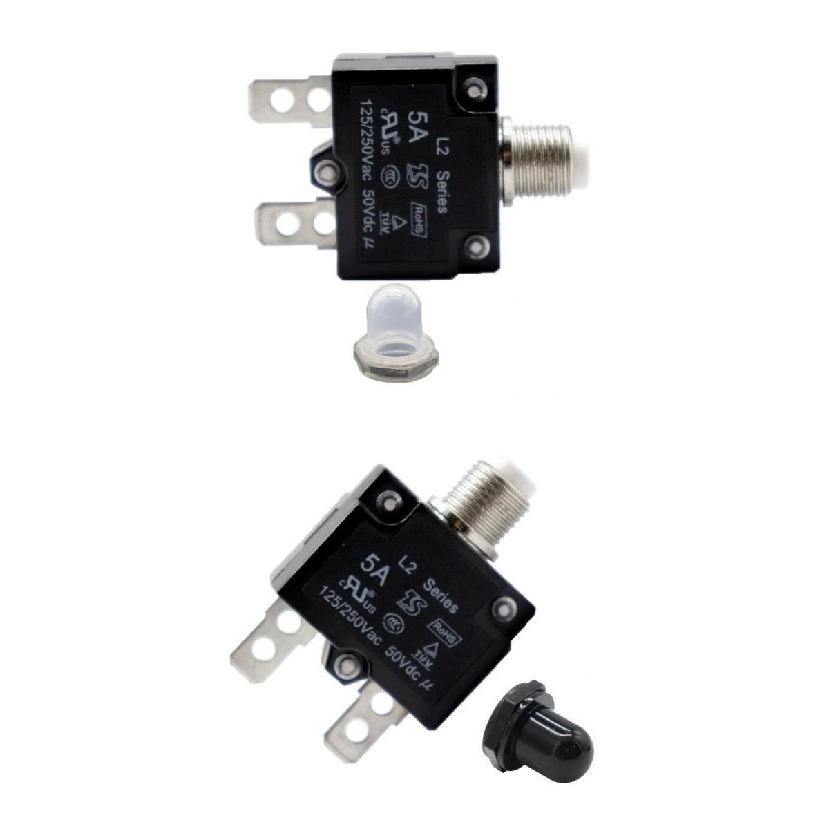 Pair Push Button Resettable Thermal Circuit Breaker Overload Protector 5Amp