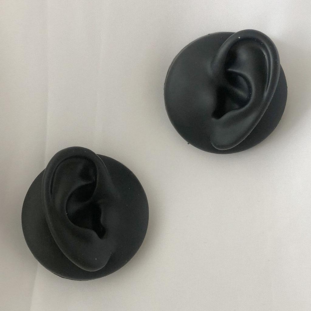 2X Simulation Ear Model Silicone for Jewelry Display Asmr Sleep Left Ear Black