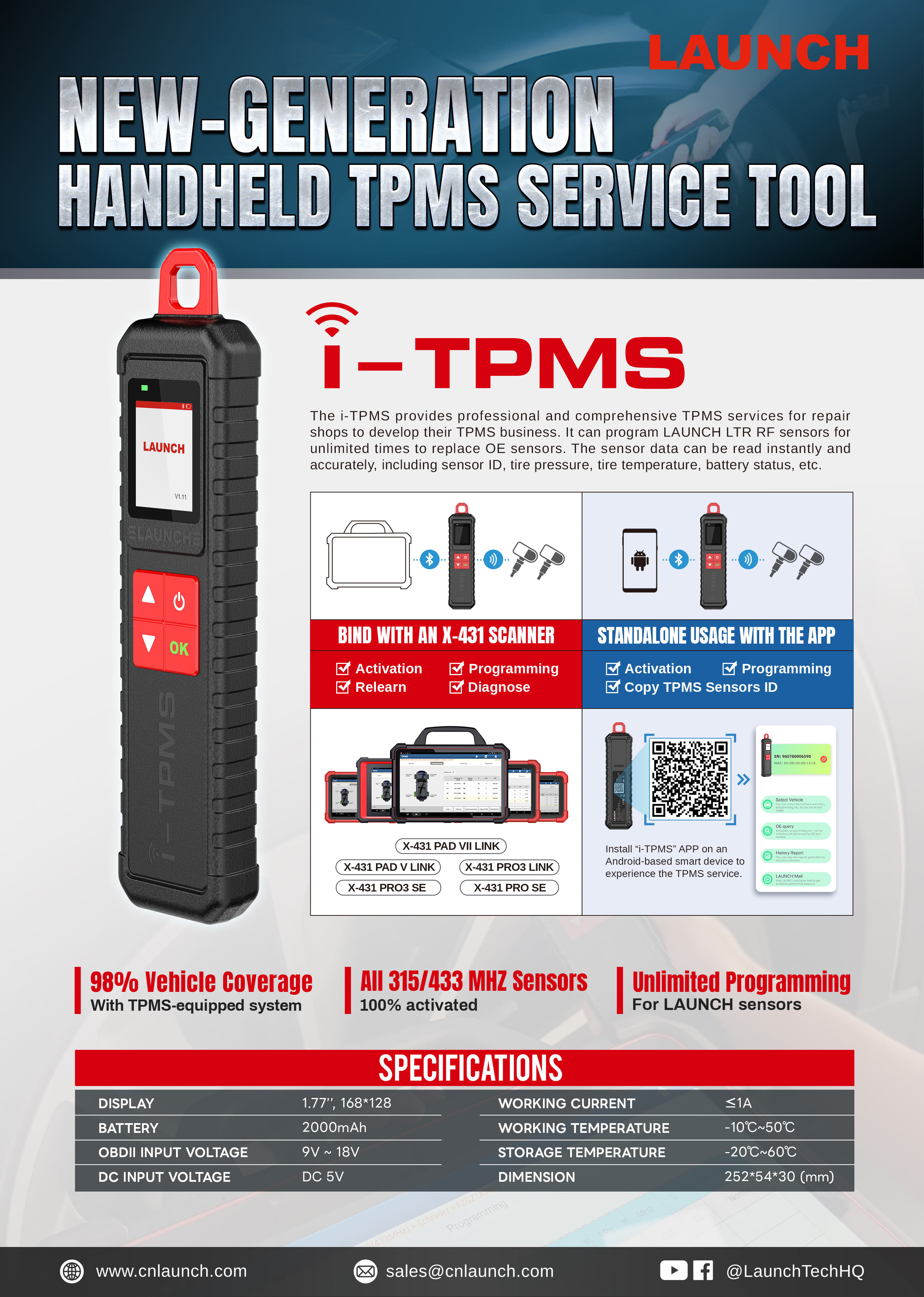 THIẾT BỊ CÀI ÁP SUẤT LỐP LAUNCH i-TPMS