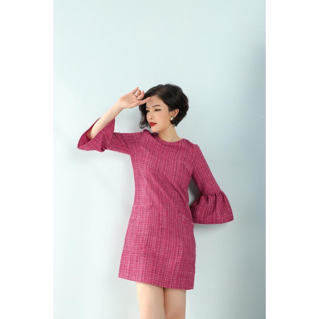 Đầm dạ xuông CLARA MARE chất liệu vải Dạ Tweed pha sợi kim tuyến Hàn Quốc DRE3050