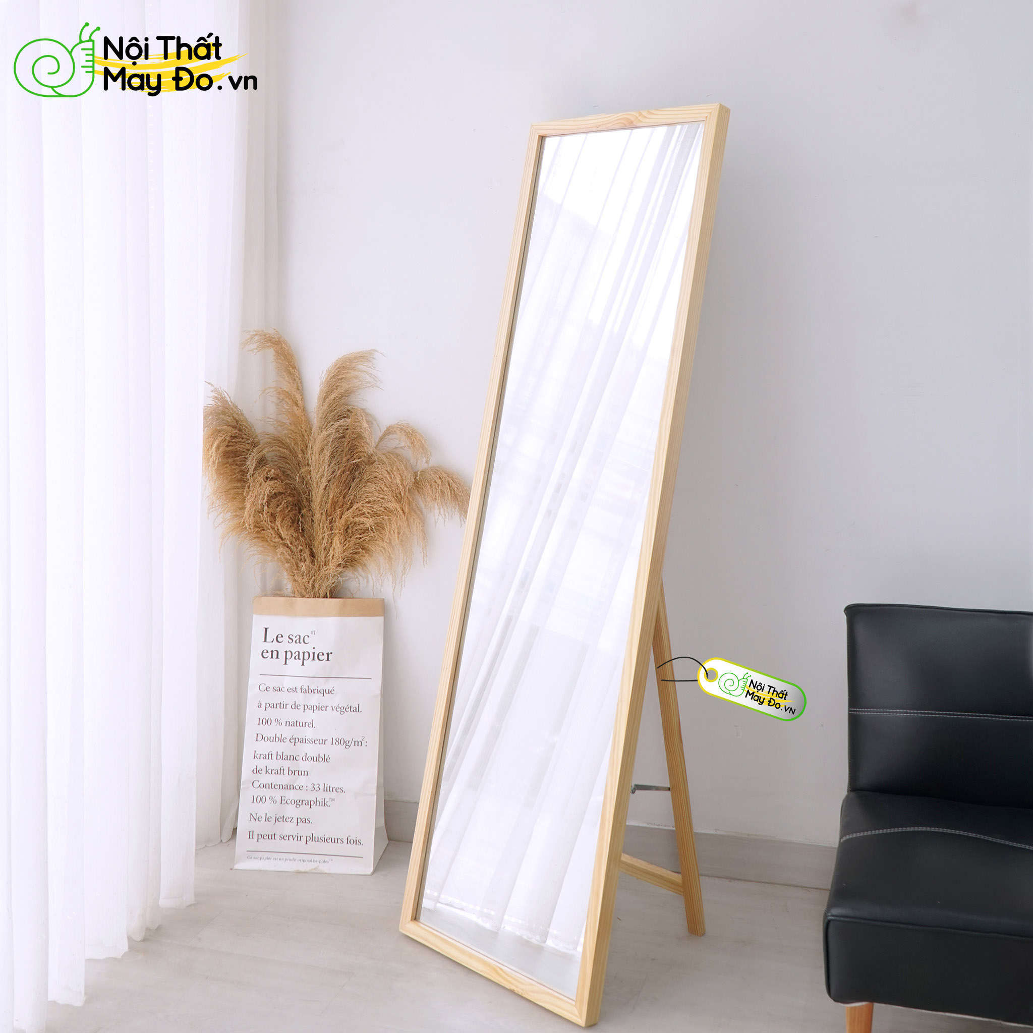 Gương Soi Toàn Thân Size 40 - Standing Mirror - Chân Trụ Vững Chắc - Dễ Di Chuyển - Có 2 Màu Sắc