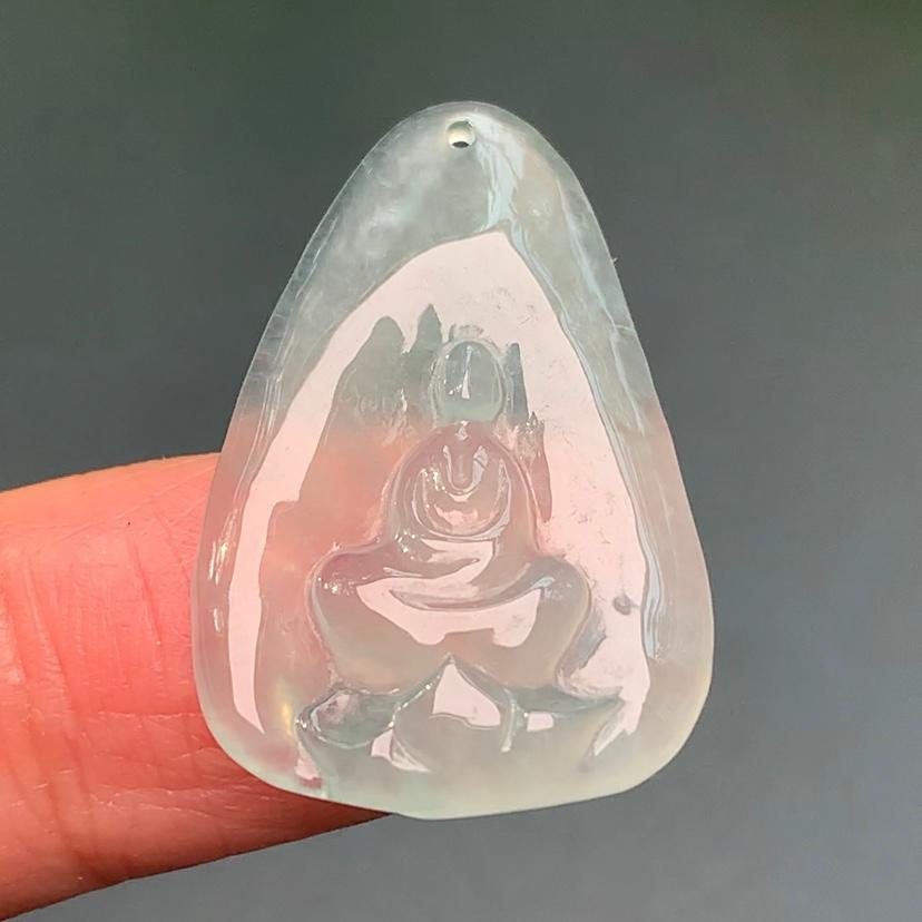 Mặt dây Ngộ đạo băng chủng phong thủy ngọc cẩm thạch/Ngọc phỉ thúy tự nhiên cao cấp