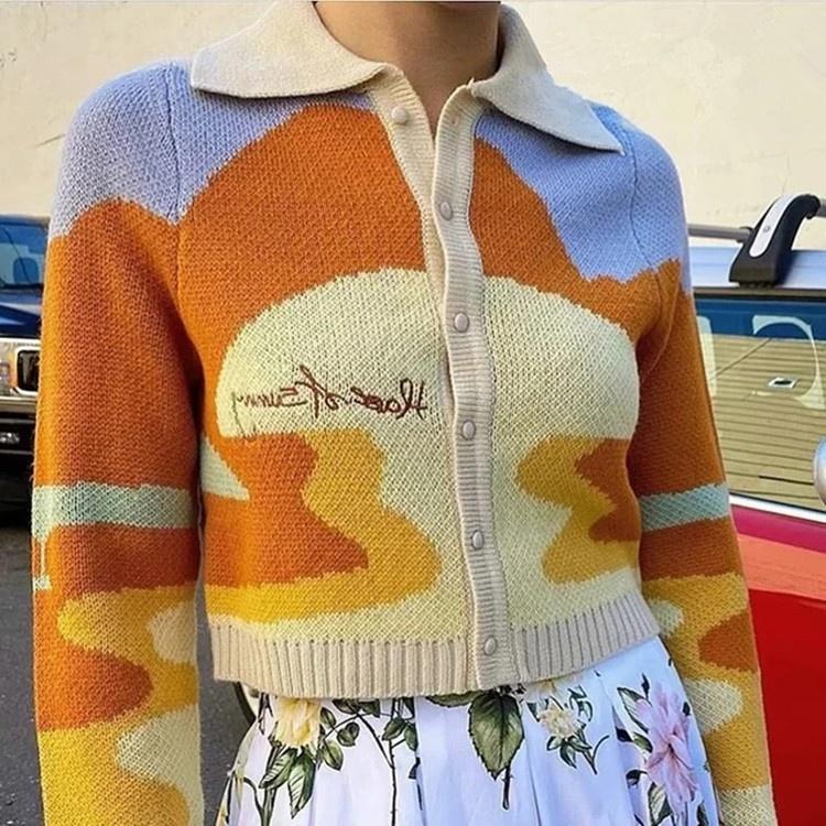 Hàng Sẵn_ Áo len dệt kim ngắn cổ polo sắc màu tươi sáng Hadu shop