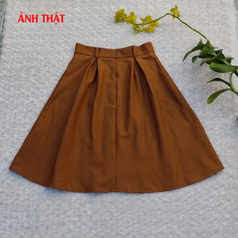 Chân Váy Nữ Xếp Ly New Design Thiết Kế Dáng Váy Vintage Phối Nút Sang Trọng Tùng Xòe Rộng Thoải Mái ,Vải Tốt CV0035