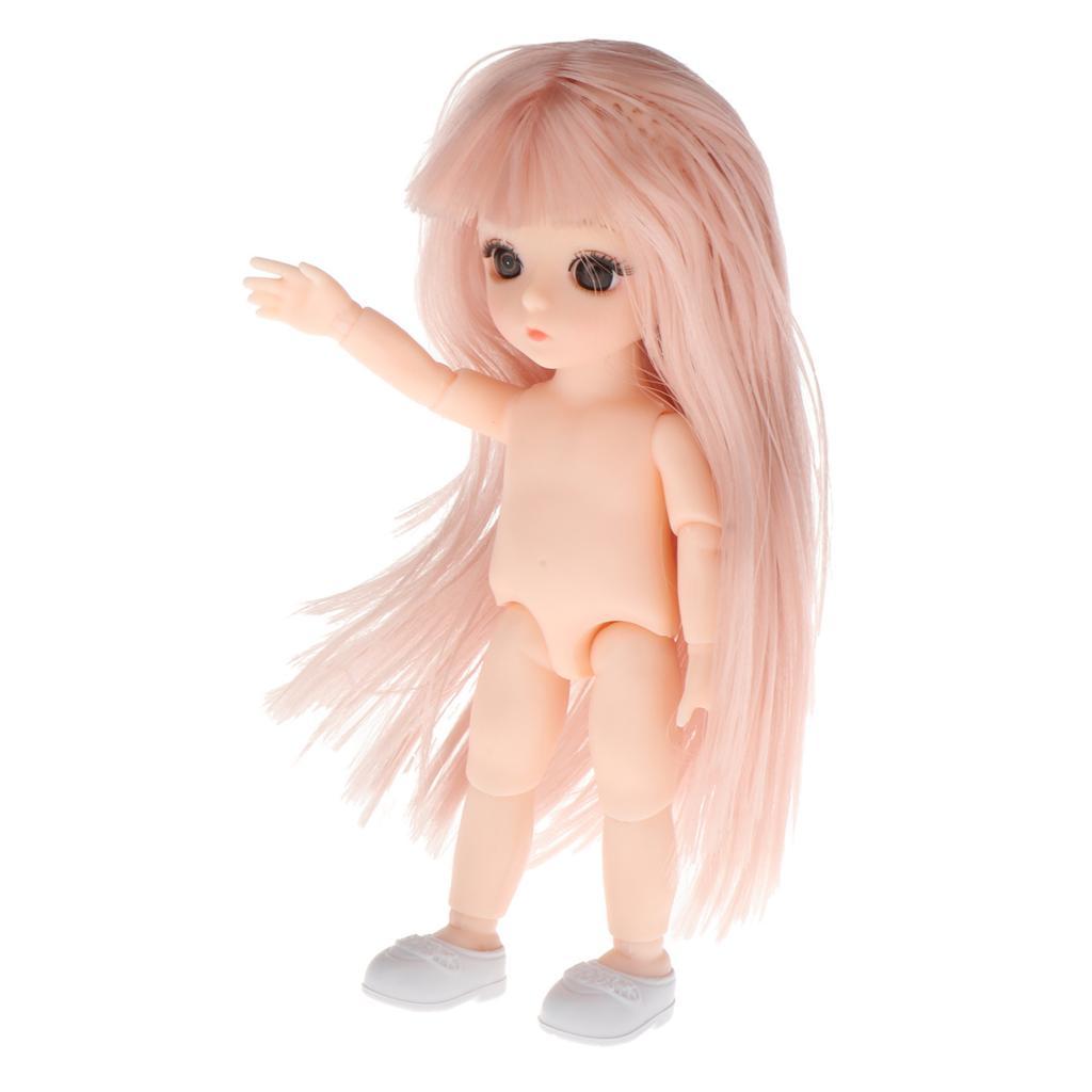 Lovely 16cm Ball Jointed Girl Doll Nude Body Gray hair with bangs