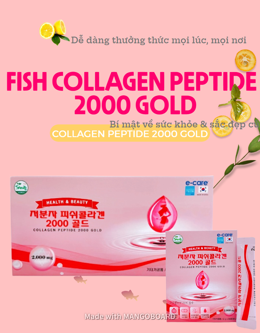 Fish Collagen Peptipe Gold 2000mg - Sante365 - Thực phẩm bảo vệ sức khỏe