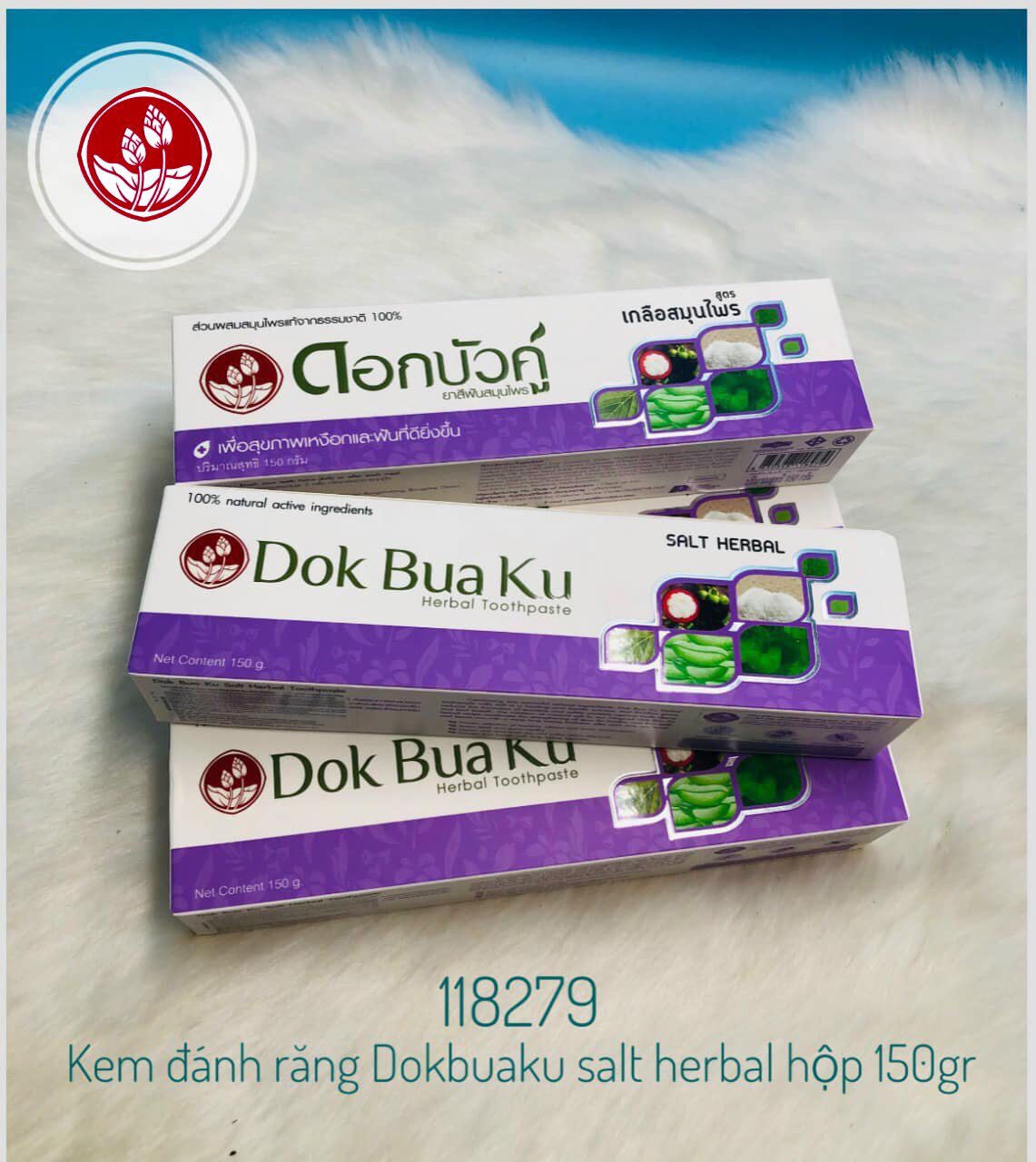 KEM ĐÁNH RĂNG THẢO DƯỢC MUỐI KHOÁNG DOKBUAKU THÁI LAN 150GR