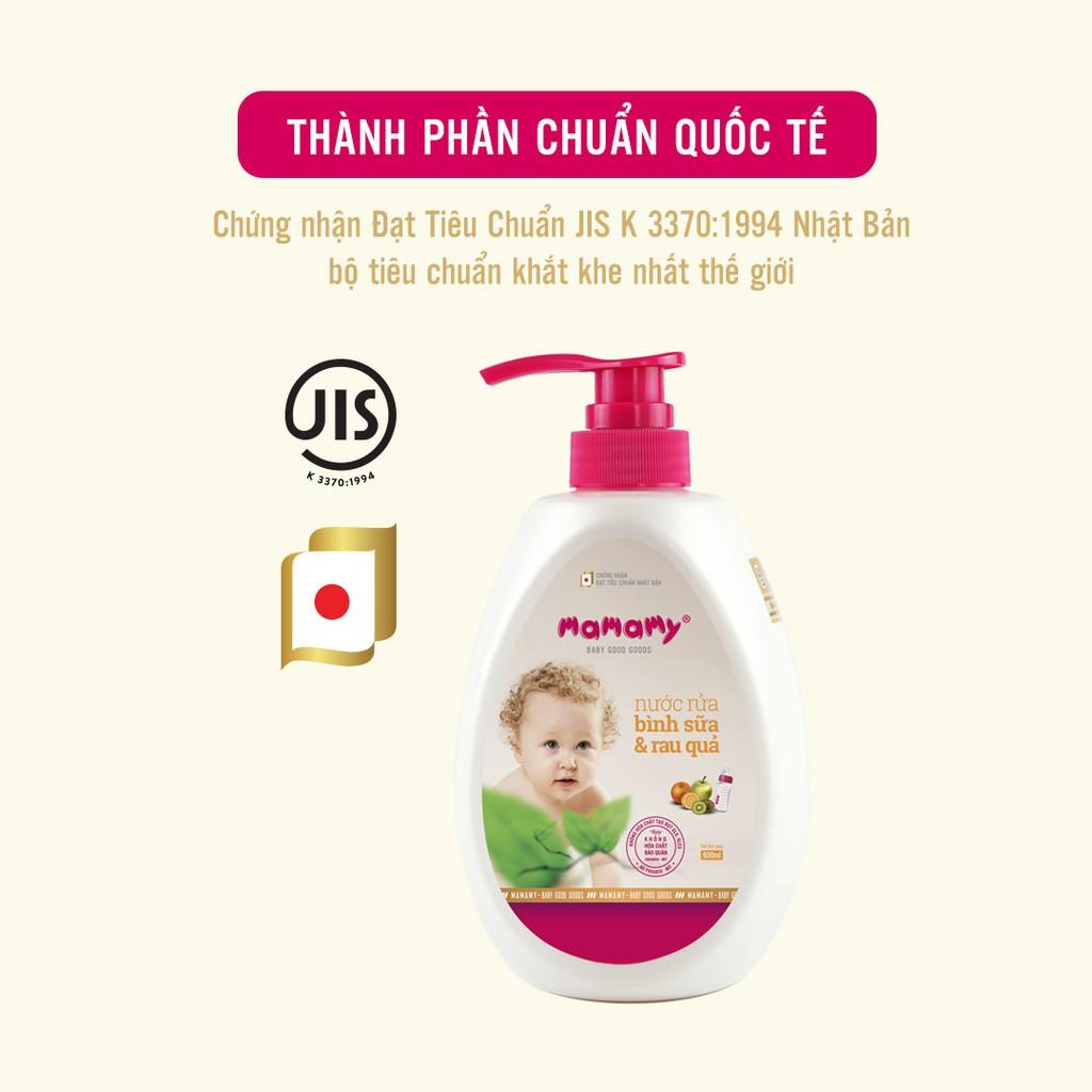 Combo 2 chai nước rửa bình sữa và rau quả an toàn cho bé Mamamy (600ml/ chai)