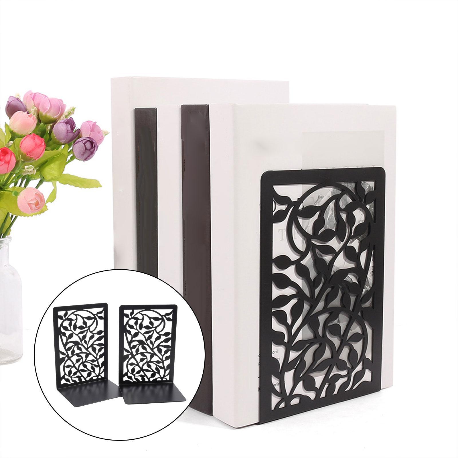 Book Ends, Heavy Duty Iron Bookend Supports Stable Bookends for Home Restaurant Binder