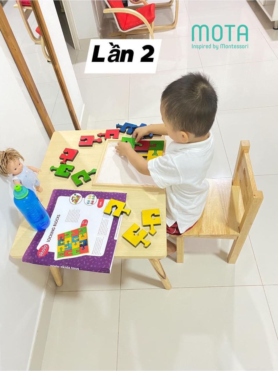 [THANH LÝ] [SK 009 - Mota Montessori] - Đồ chơi trí tuệ cho bé Locking Blocks (Khối khóa) - Hàng chính hãng
