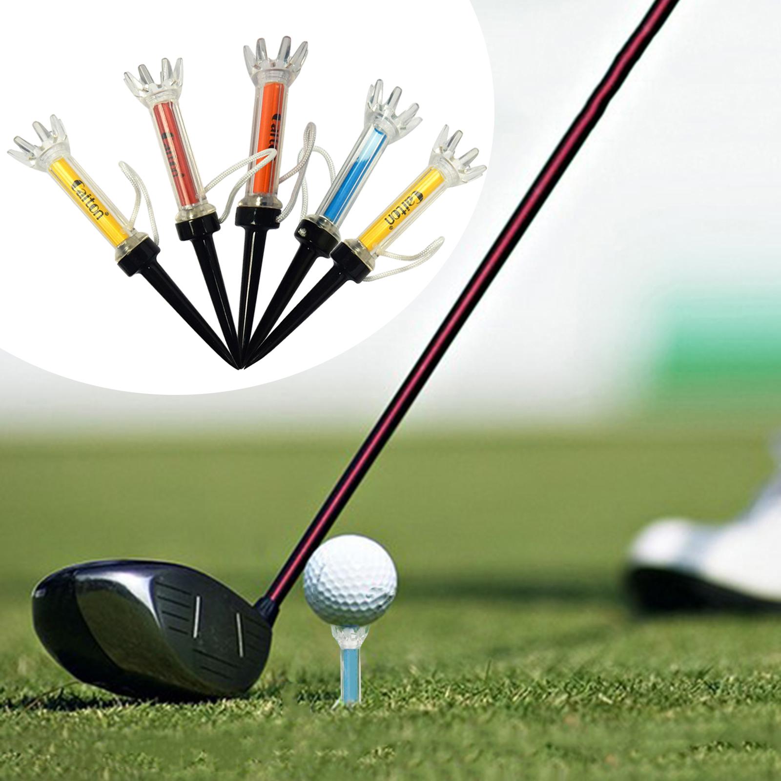 Golf Tee Set, 5pcs Magnetic Golf Tees Plastic Golf Tees Pre-set Golf Tees with Built-in Spring Golf Hitting Training Aids Tool