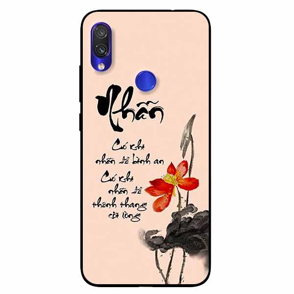 Ốp lưng in cho Xiaomi Redmi Note 7 Mẫu Thư Pháp Nhẫn Nền Hồng