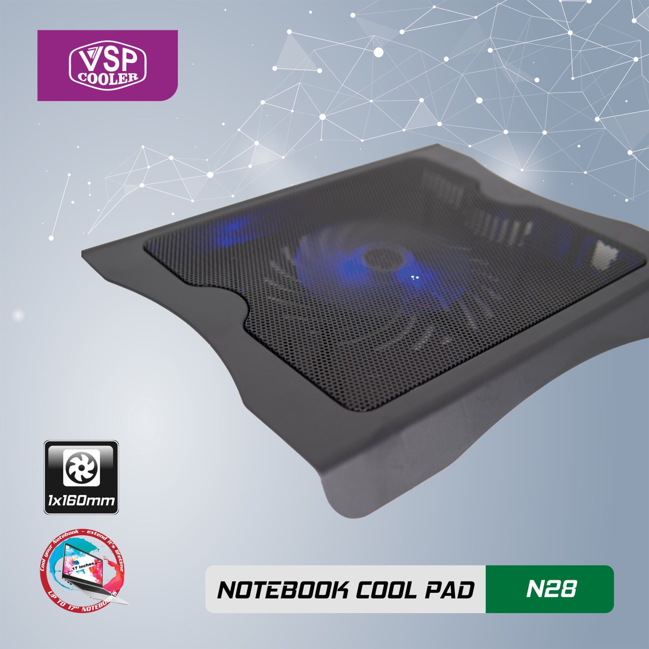 ĐẾ TẢN NHIỆT VSP Cooler N28 (1*Fan 16cm) - giao ngẫu nhiên - hàng nhập khẩu