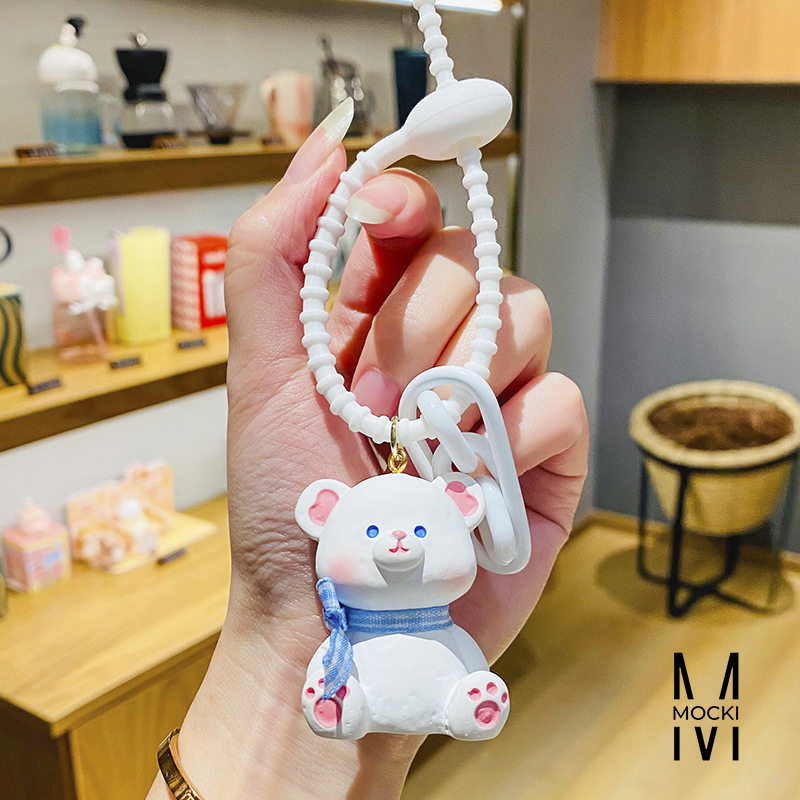 Móc khóa thỏ, gấu, cừu, vịt đeo khăn cổ