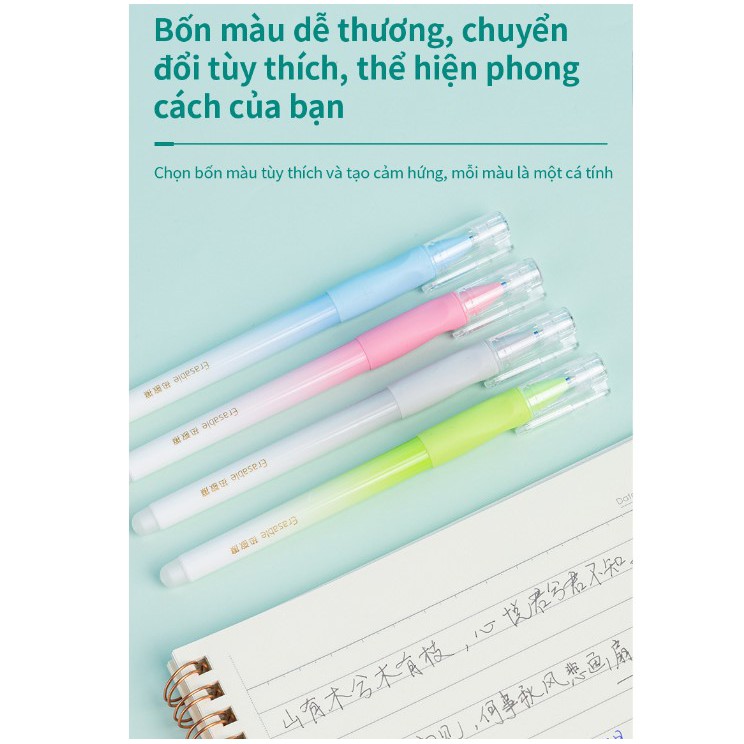 Bút gel xóa được có nắp đậy Deli - ngòi 0.5mm - mực Xanh/ Đen - A660