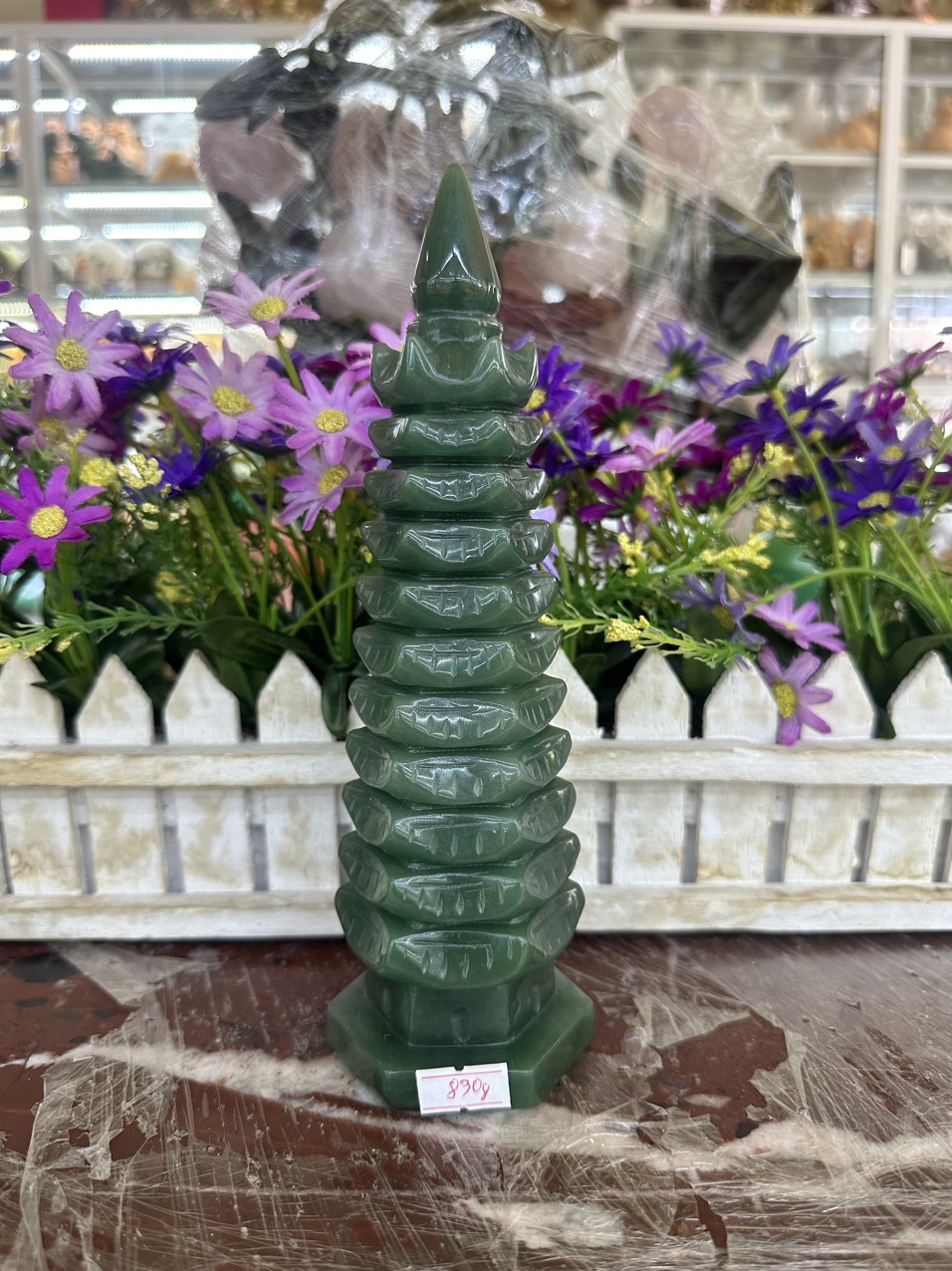 Tháp Văn Xương 9 tầng phong thủy đá thạch anh xanh Aventurine cầu công danh tài lộc