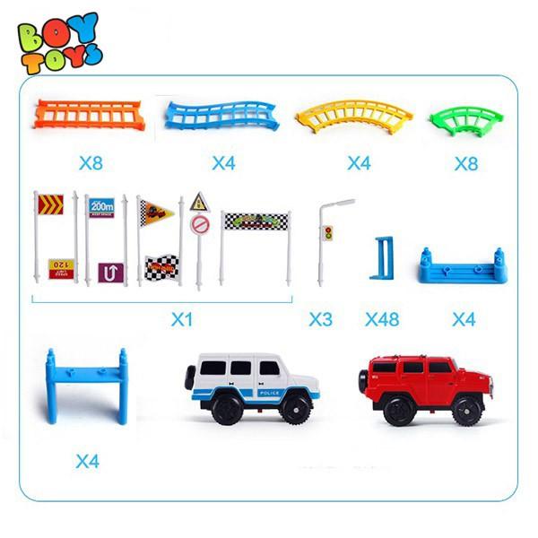 Bộ đồ chơi sáng tạo lắp ghép đường ray ô tô 2 tầng 88 miếng cho bé