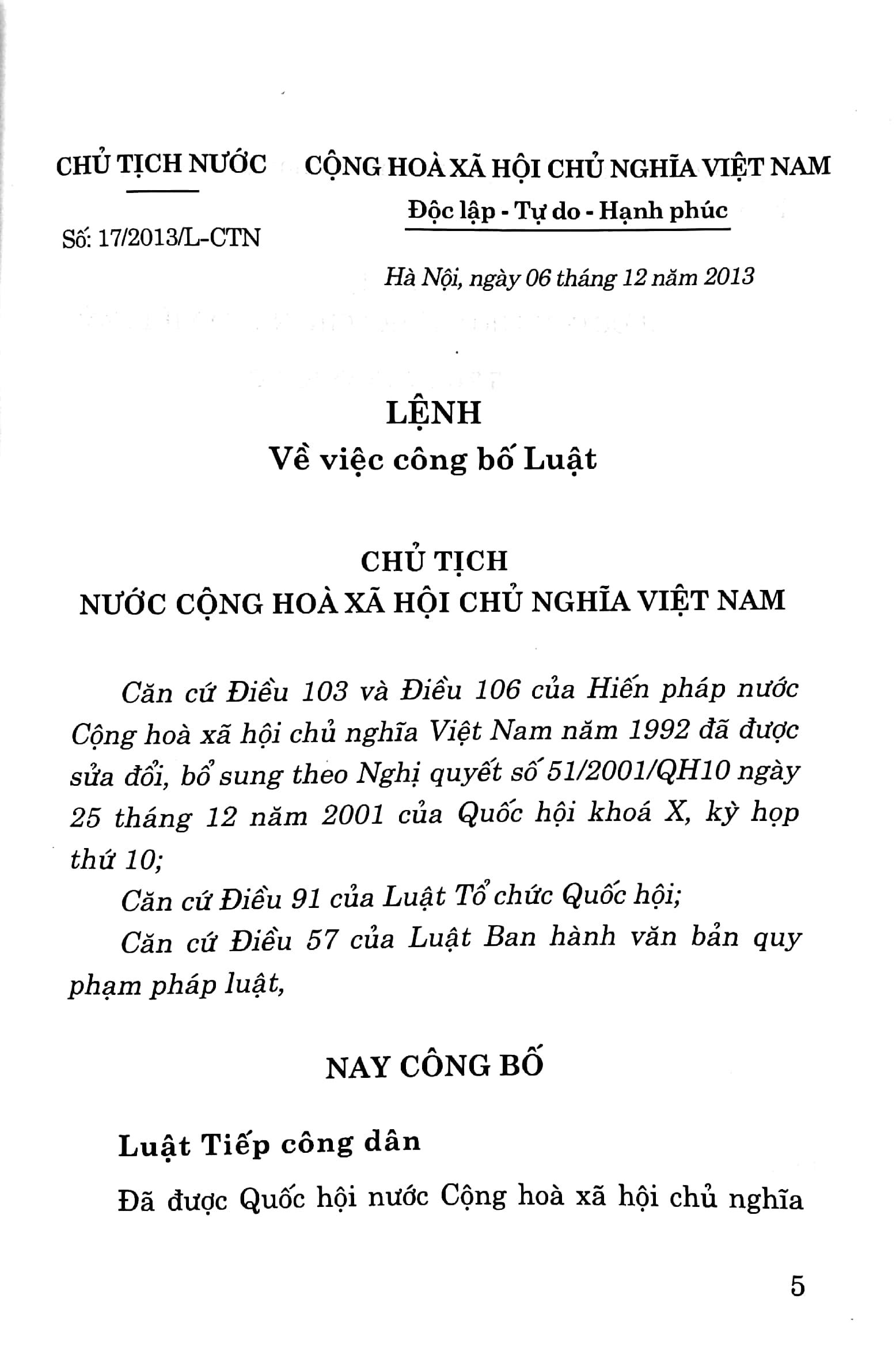 Luật Tiếp Công Dân (Hiện Hành)