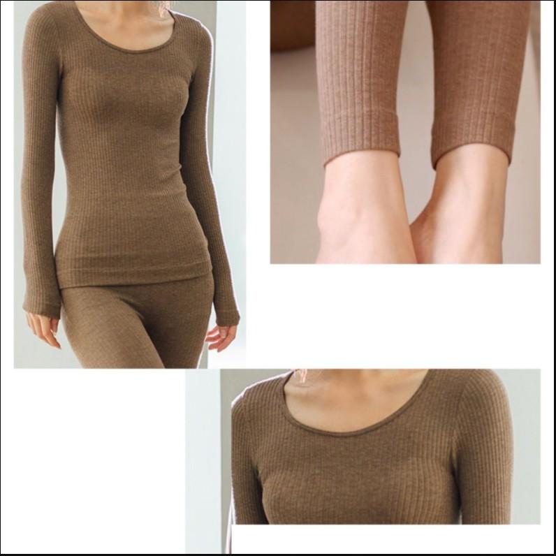 Bộ Đồ Giữ Nhiệt Nữ Len Tăm Ôm Body Mặc Ở Nhà - Bộ Đồ Ngủ Nữ Cotton Co Giãn 4 Chiều Cao Cấp Henny Roe