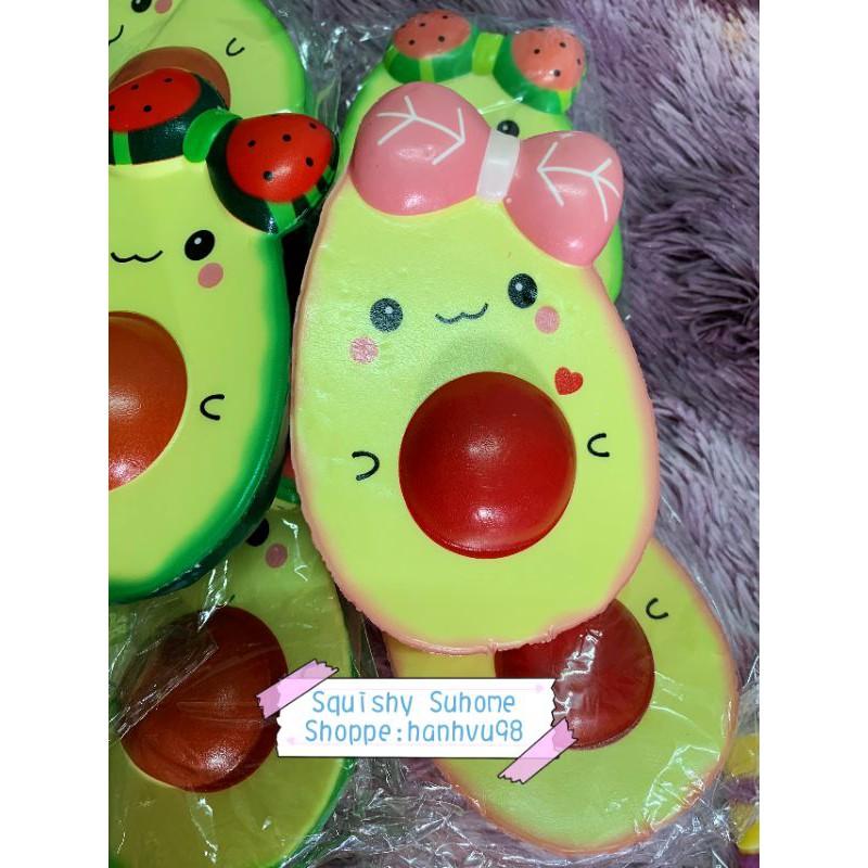 Squishy trái bơ đeo nơ siu hot(kèm bao bì)