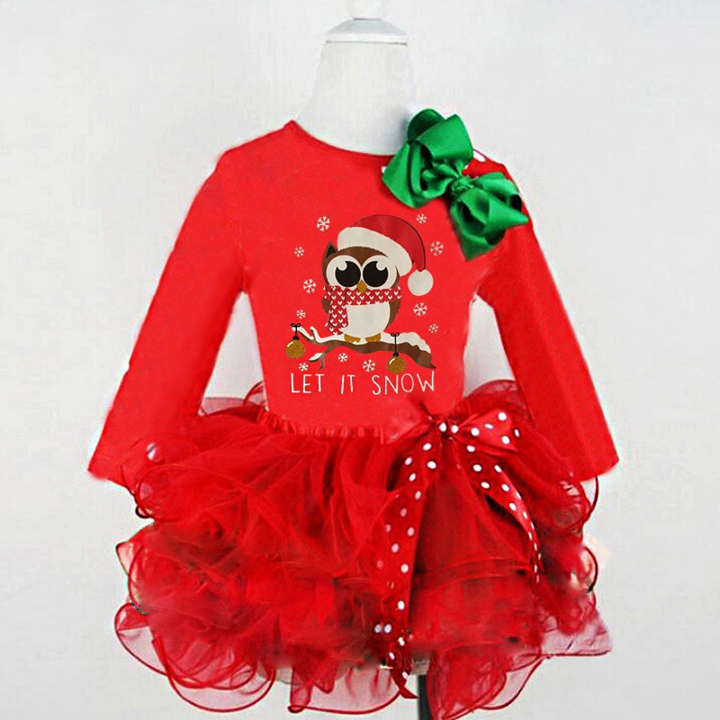 Đầm thun Noel màu đỏ cho bé gái siêu dễ thương