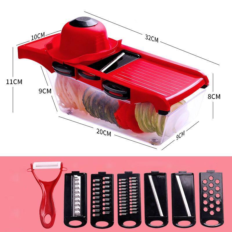 Rau Củ Quả, Cắt Lát Củ Quả Giá Hủy Diệt Cà Rốt Xay Xay Thịt 6 Trong 1 Tiện Ích Máy Thái Dao Gọt Vỏ Thoát Rổ Phụ Kiện Nhà Bếp Dụng Cụ