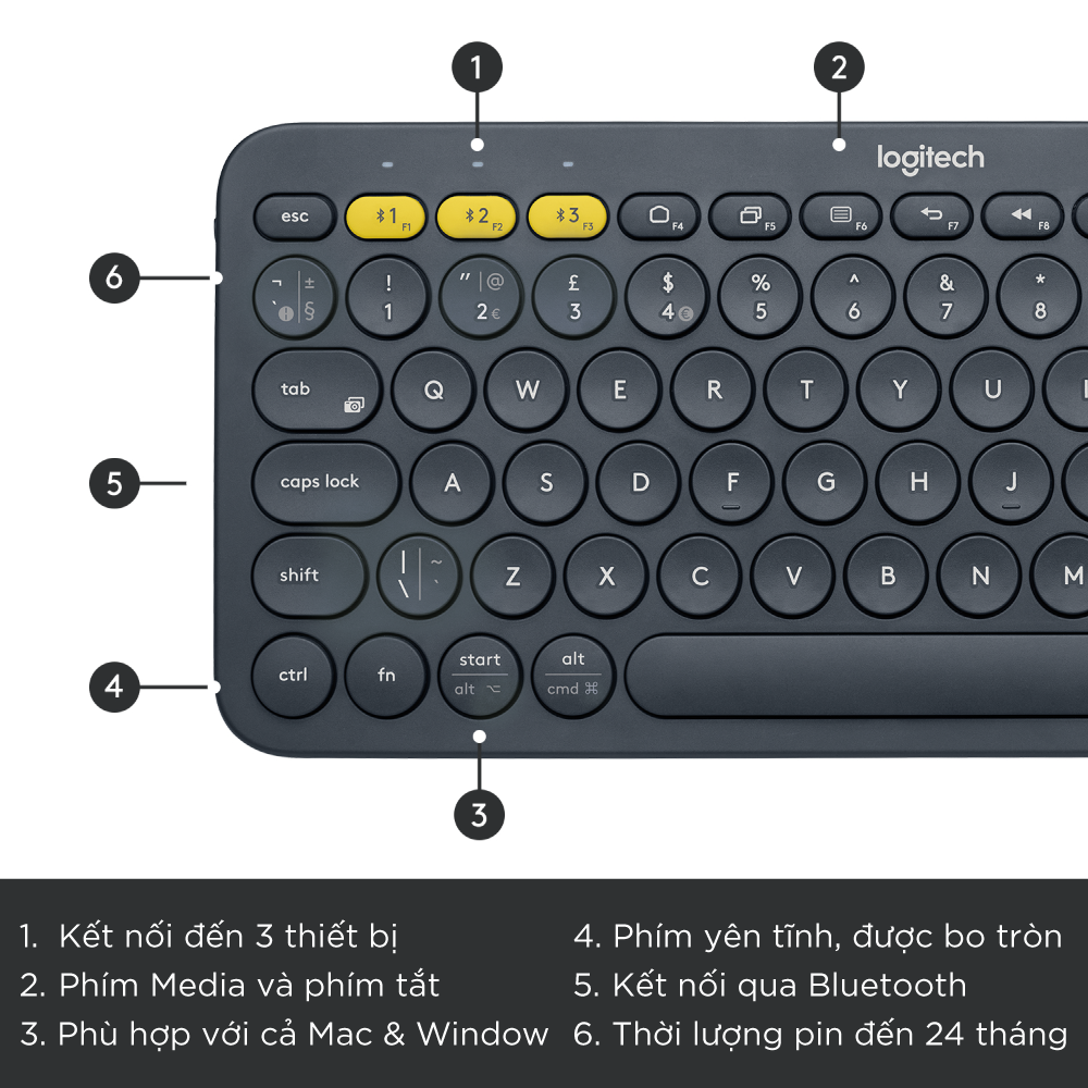 Bàn Phím Bluetooth Logitech K380 - Hàng Chính Hãng