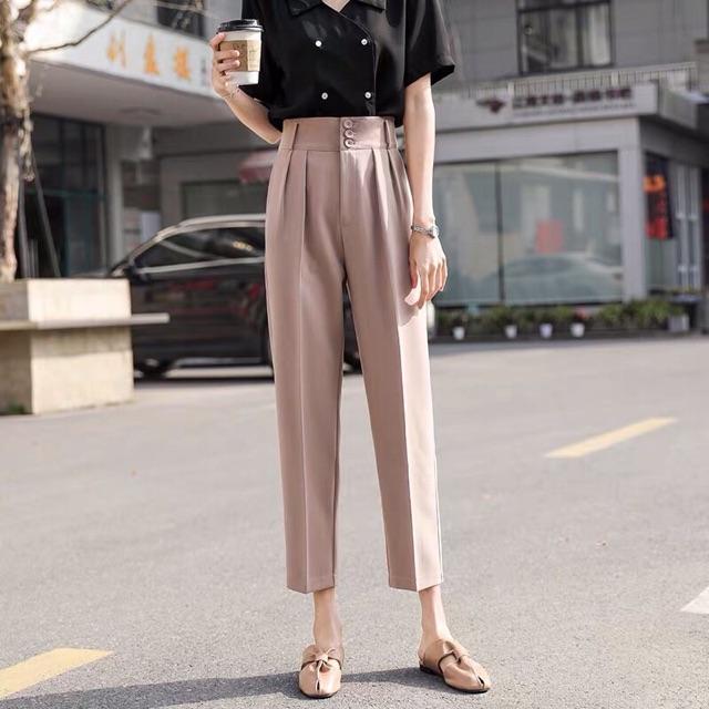 Quần baggy 3 khuy chất tuyết mưa đứng from đẹp chuẩn từng cm thời trang Banamo Fashion quần baggy 3 khuy 8315