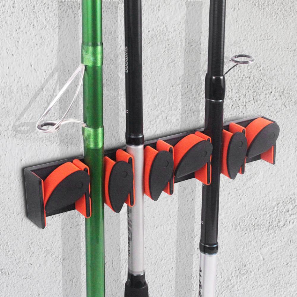 Fishing Rod Holder Wall Mounted Fishing Pole Storage Holder Rack for 6 Rods