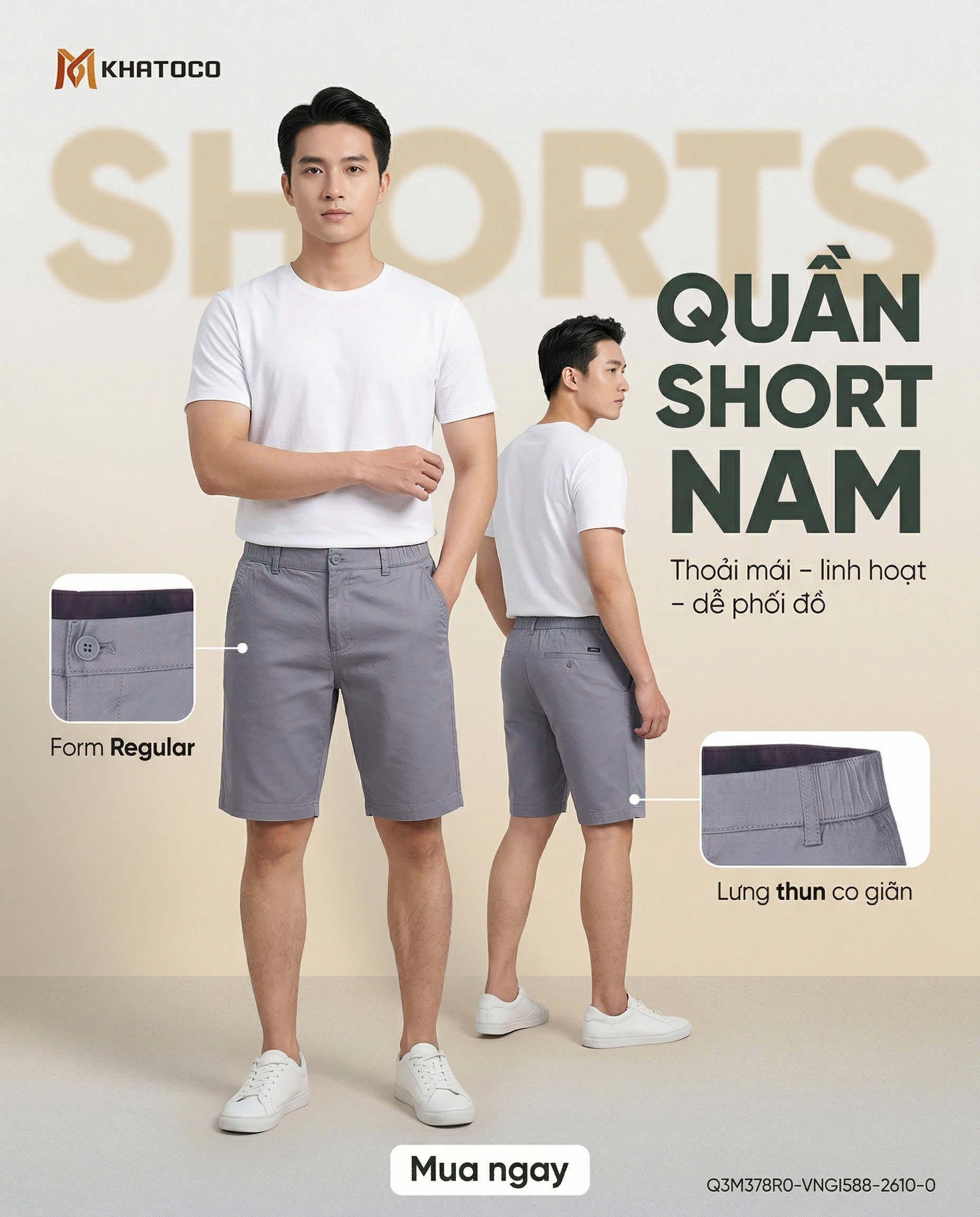 Quần short nam Khatoco sale off 299k( Giá tem 378k)(29-38)