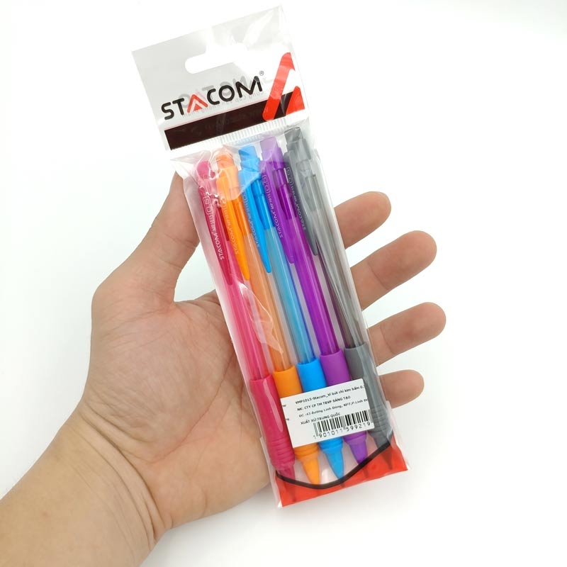 Vỉ Bút Chì Kim Bấm Stacom 0.5mm Nhiều Màu VMP1015
