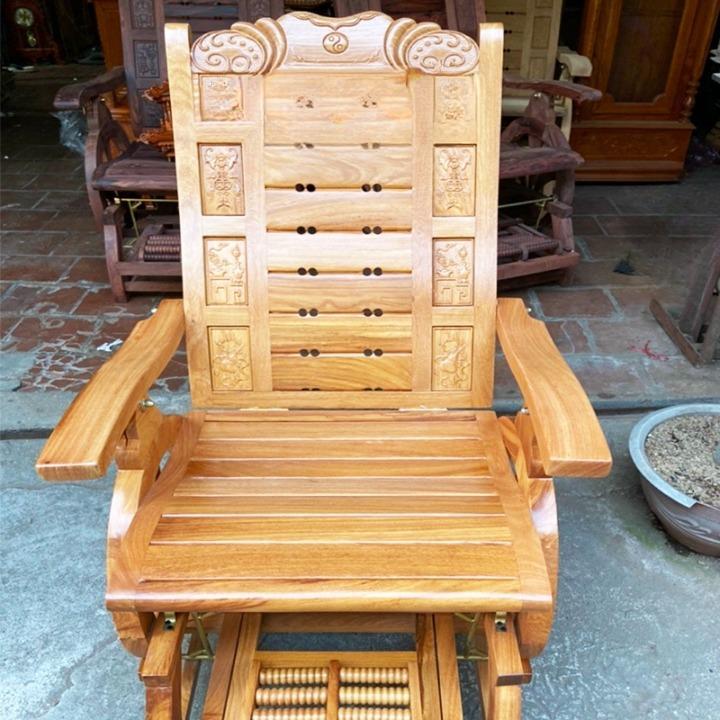 Ghế Nằm Thư Giãn Massage Gỗ Gõ Đỏ Tự Nhiên Đẹp Kích Thước 188x114x78cm