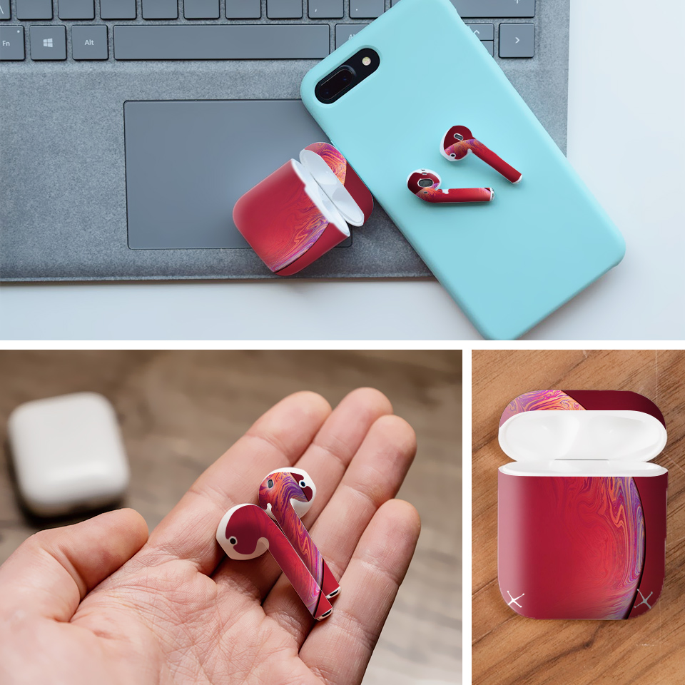 Miếng dán skin chống bẩn cho tai nghe AirPods in hình nền iP X - NeniPX005 (bản không dây 1 và 2