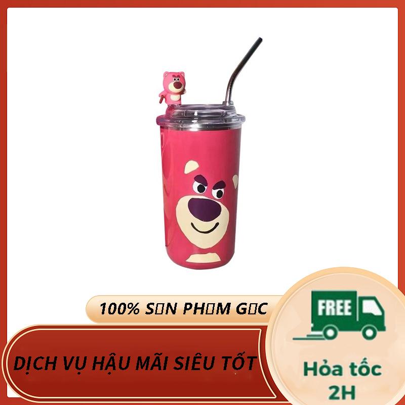 Bình Nước Giữ Nhiệt Hình Gấu Dâu Tây Bình Nước Hoạt Hình Dễ Thương 450ML